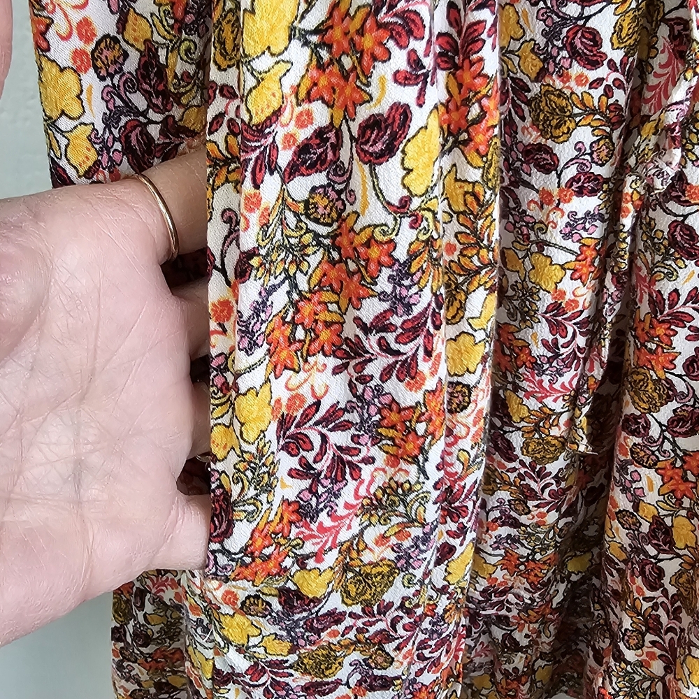Old Navy Mini Dress Floral Waist-Defined Flutter-Sleeve Sz XXL Boho Peasant - Picture 5 of 11